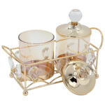 Διακοσμητικό μεταλλικό - κηροπήγιο 2 θέσεις 23Χ10Χ16 εκ. Χρυσό με γυαλιά και κρύσταλλα - KESKOR 43166 - Image 3