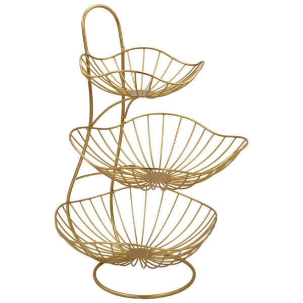 Φρουτιέρα μεταλλική με 3 επίπεδα Φ29Χ45 εκ. Χρυσή - KESKOR 24823
