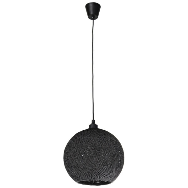Φωτιστικό μονόφωτο Ε27 Φ30 εκ. Μπάλα Μαύρο με σχοινί - KESKOR 206803