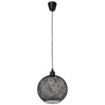 Φωτιστικό μονόφωτο Ε27 Φ25 εκ. Μπάλα Μαύρο Λευκό με σχοινί - KESKOR 206804