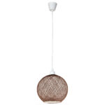 Φωτιστικό μονόφωτο Ε27 Φ30 εκ. Μπάλα Καφέ Λευκό με σχοινί - KESKOR 206807