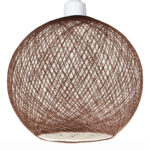 Φωτιστικό μονόφωτο Ε27 Φ30 εκ. Μπάλα Καφέ Λευκό με σχοινί - KESKOR 206807 - Image 3