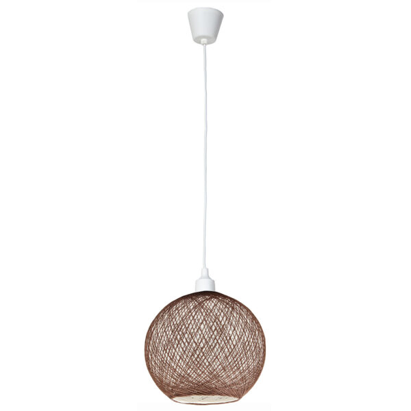 Φωτιστικό μονόφωτο Ε27 Φ30 εκ. Μπάλα Καφέ Λευκό με σχοινί - KESKOR 206807