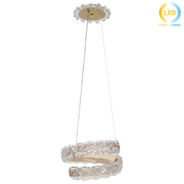 Φωτιστικό κρεμαστό LED 32W Φ30Χ15 εκ. Χρυσό - KESKOR 584803