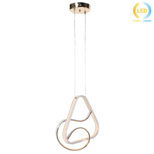 Φωτιστικό μεταλλικό κρεμαστό LED 72W 37Χ38 εκ. Χρυσό - KESKOR 175897