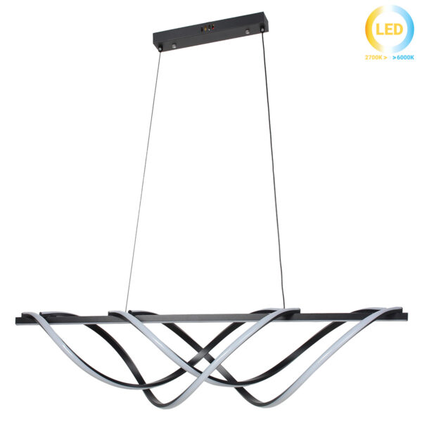 Φωτιστικό μεταλλικό κρεμαστό LED 100W 100Χ23Χ23 εκ. Μαύρο - KESKOR 175899