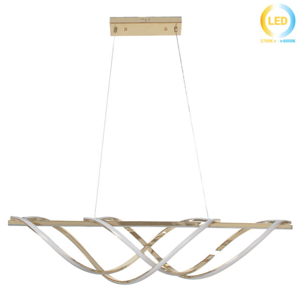 Φωτιστικό μεταλλικό κρεμαστό LED 100W 100Χ23Χ23 εκ. Χρυσό - KESKOR 175900