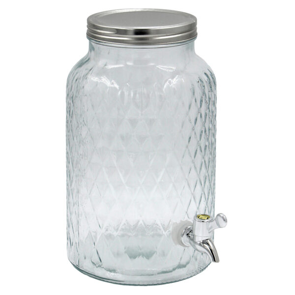 Βάζο – δοχείο γυάλινο με καπάκι και βρυσάκι 5 λίτρα Φ17,5Χ30 εκ. - KESKOR 62563-2