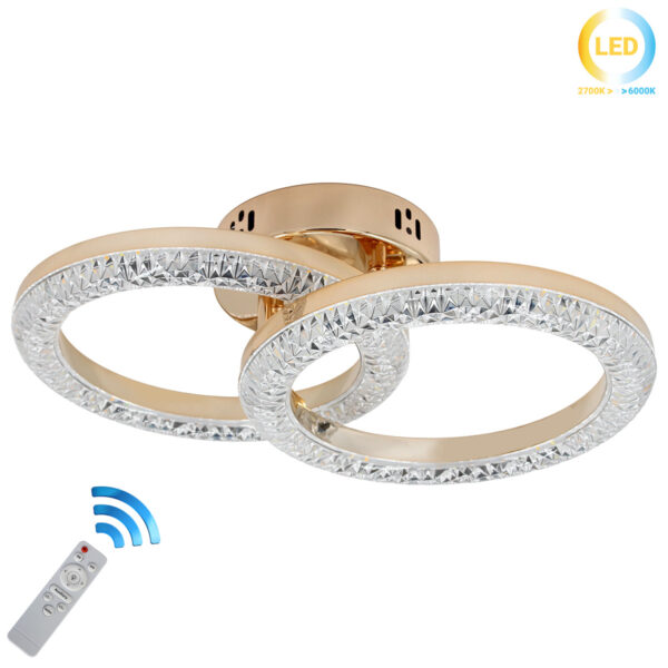 Φωτιστικό οροφής LED 40W 41Χ25Χ13 εκ. Χρυσό με ακρυλικό και Controller - KESKOR 659902