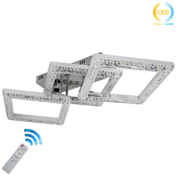 Φωτιστικό οροφής LED 65W 75Χ35Χ13 εκ. Χρώμιο με ακρυλικό και Controller - KESKOR 659908