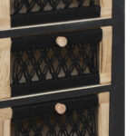 Συρταριέρα με 3 συρτάρια ξύλινη με σχοινί 40Χ27Χ60 εκ. Μαύρη - KESKOR 415001 - Image 2