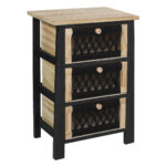 Συρταριέρα με 3 συρτάρια ξύλινη με σχοινί 40Χ27Χ60 εκ. Μαύρη - KESKOR 415001