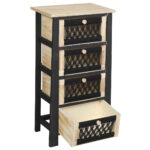 Συρταριέρα με 4 συρτάρια ξύλινη με σχοινί 40Χ27Χ77 εκ. Μαύρη - KESKOR 415002 - Image 3