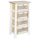 Συρταριέρα με 4 συρτάρια ξύλινη με σχοινί 40Χ27Χ77 εκ. Λευκή - KESKOR 415005