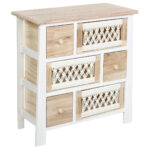 Συρταριέρα με 6 συρτάρια ξύλινη με σχοινί 55,5Χ27Χ60 εκ. Λευκή - KESKOR 415006