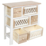 Συρταριέρα με 6 συρτάρια ξύλινη με σχοινί 55,5Χ27Χ60 εκ. Λευκή - KESKOR 415006 - Image 3