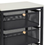 Τρόλεϊ - μανάβης μεταλλικός 47Χ27Χ65 εκ. Μαύρος με 3 συρτάρια και ξύλινη επιφάνεια - KESKOR 51387 - Image 2