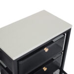 Τρόλεϊ - μανάβης μεταλλικός 47Χ27Χ65 εκ. Μαύρος με 3 συρτάρια και ξύλινη επιφάνεια - KESKOR 51387 - Image 4