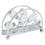 Χαρτοπετσετοθήκη μεταλλική 13Χ5Χ9 εκ. Ασημί με κρύσταλλα και καθρέπτη - KESKOR 43186