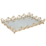 Διακοσμητικό - Δίσκος μεταλλικός 40Χ29Χ5,5 εκ. Χρυσός με καθρέπτη - KESKOR 43189-1