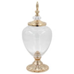 Φοντανιέρα γυάλινη κολωνάτη Φ16Χ38 εκ. Χρυσή με καπάκι - KESKOR 71701-4