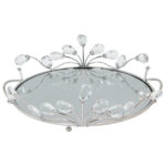 Διακοσμητικό - Δίσκος μεταλλικός 34Χ22Χ10 εκ. Ασημί με καθρέπτη και κρύσταλλα - KESKOR 43253-2