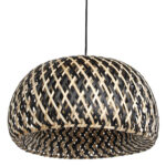 Φωτιστικό κρεμαστό μονόφωτο μπαμπού Ε27 Φ38Χ20 εκ. Μαύρο Μπεζ - KESKOR 60896 - Image 2