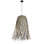 Φωτιστικό κρεμαστό μονόφωτο μπαμπού Ε27 Φ35Χ70 εκ. Μαύρο Μπεζ - KESKOR 60898