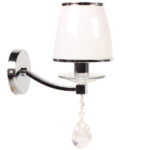 Απλίκα τοίχου μεταλλική Ε14 12,5Χ22,5Χ31 εκ. χρώμιο με κρύσταλλο και γυάλινο καπέλο - KESKOR W8606/1 CH