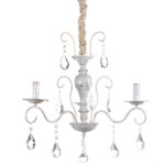 Φωτιστικό κρεμαστό 3 Χ Ε14 Φ60Χ53 εκ. πατίνα λευκό χρυσό με κρύσταλλα - KESKOR 8933-3