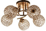 Φωτιστικό οροφής 5 Χ Ε27 Φ48Χ23 εκ. χρυσό με κρύσταλλα - KESKOR 86209/5GD