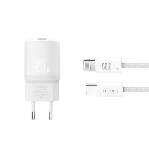 XO L143 ΦΟΡΤΙΣΤΗΣ PD20W, 1 ΘΥΡΑ TYPE-C, ΜΕ ΚΑΛΩΔΙΟ LIGHTNING, ΛΕΥΚΟΣ