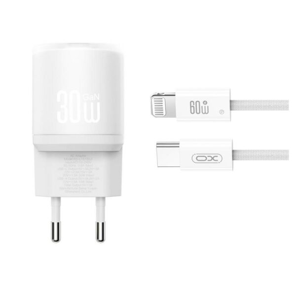 XO L150 ΦΟΡΤΙΣΤΗΣ 30W 1 ΘΥΡΑ TYPE-C, ΜΕ ΚΑΛΩΔΙΟ LIGHTNING, ΛΕΥΚΟΣ