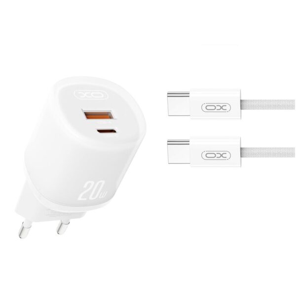 XO L144 ΦΟΡΤΙΣΤΗΣ 20W, 2 ΘΥΡΕΣ, ΜΕ ΚΑΛΩΔΙΟ TYPE-C, ΛΕΥΚΟΣ
