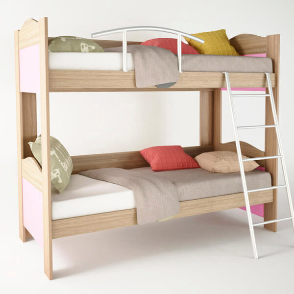 Κουκέτα παιδική χρώμα δρυς-ροζ 90x190x165