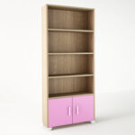 Βιβλιοθήκη παιδική σε χρώμα δρυς-ροζ 75x30x180