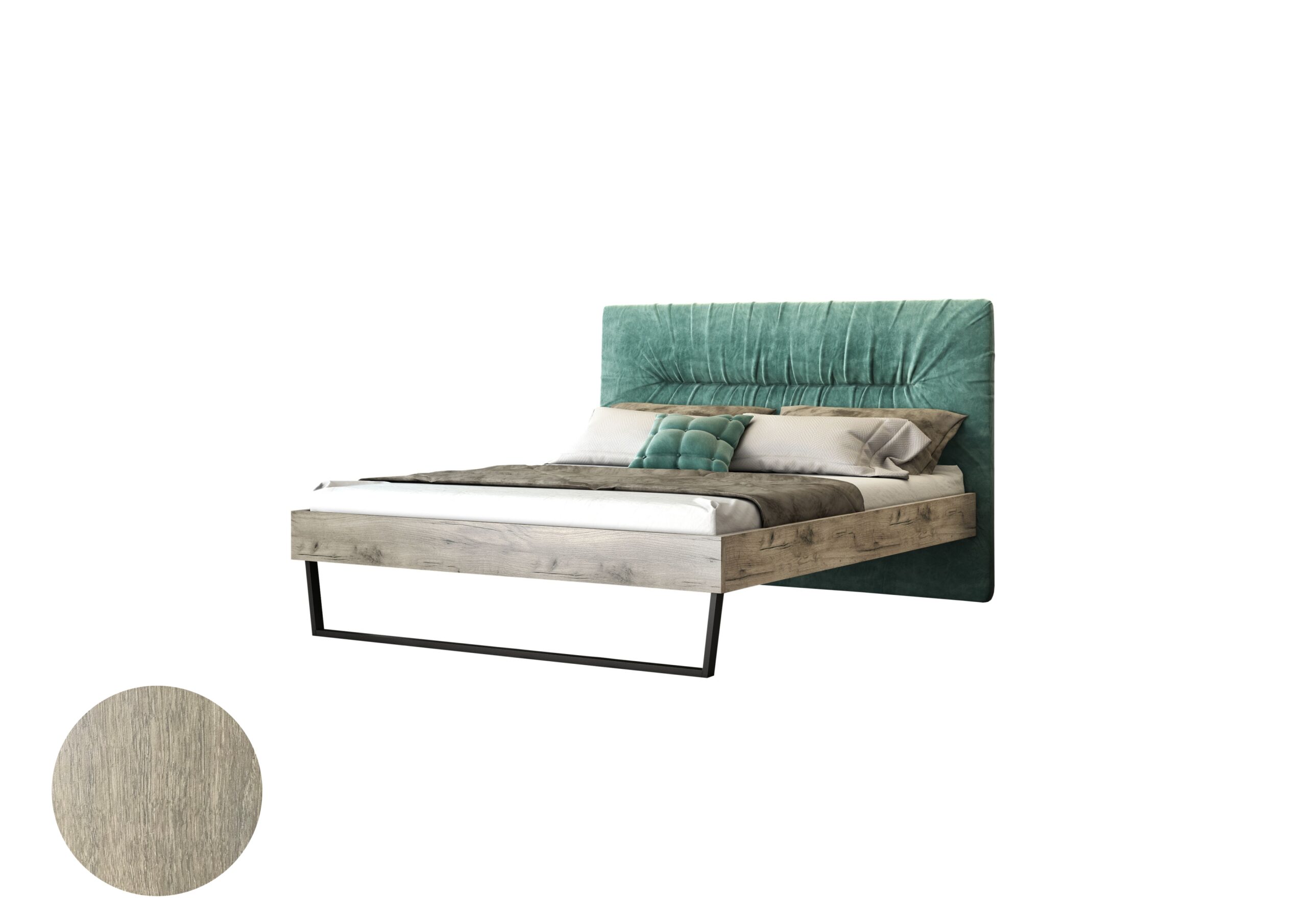 500-00495 Κρεβάτι "JARDIN" διπλό σε χρώμα σταχτί 160x200 - Image 1