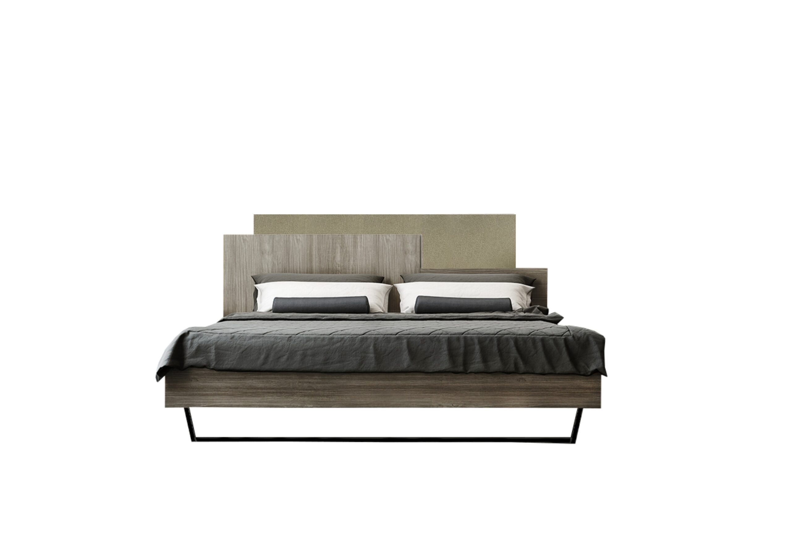 500-00581 Κρεβάτι "ΜΟΡΦΕΑΣ" διπλό σε χρώμα σταχτί-μόκα ανοιχτό 160x200 - Image 1