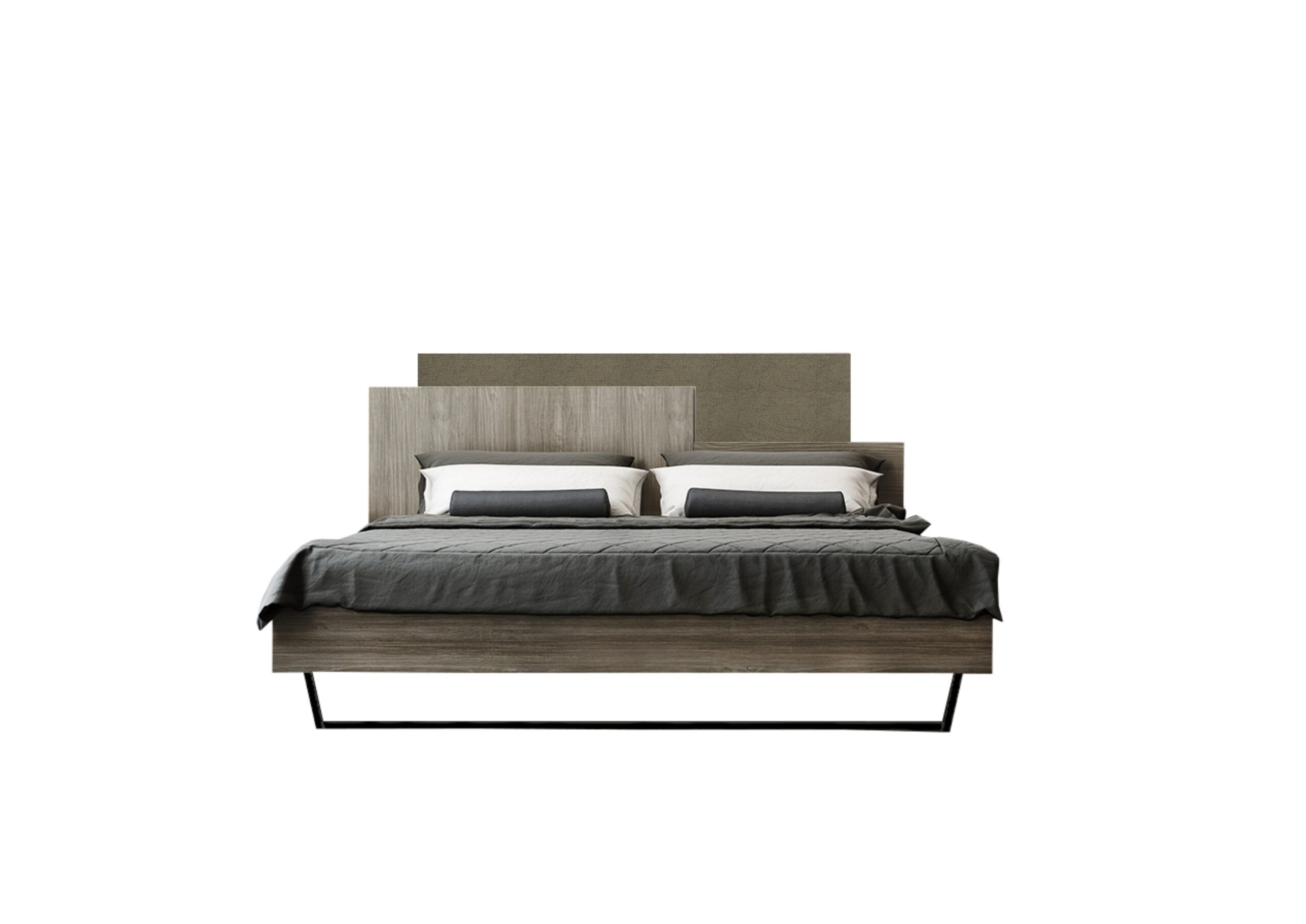 500-00582 Κρεβάτι "ΜΟΡΦΕΑΣ" διπλό σε χρώμα σταχτί-μόκα σκούρο 160x200 - Image 1