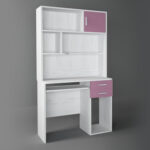 Παιδικό γραφείο με εταζέρα σε χρώμα λευκό-ροζ 100x55x180