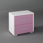 Κομοδίνο με 2 συρτάρια σε χρώμα λευκό ρουστίκ-ροζ 50x34x48