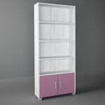 Βιβλιοθήκη παιδική σε χρώμα λευκό ρουστίκ-ροζ 75x30x180