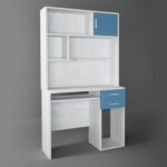 Γραφείο με εταζέρα σε χρώμα λευκό ρουστίκ-σιέλ 100x55x180