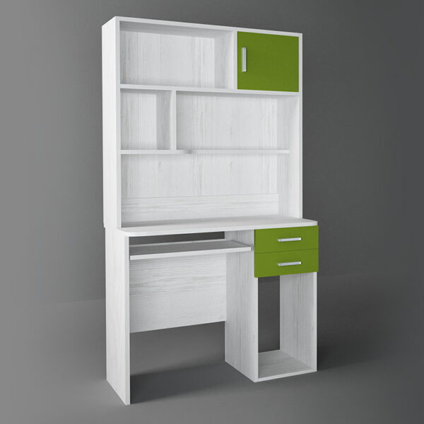 Γραφείο με εταζέρα σε χρώμα λευκό ρουστίκ-λαχανί 100x55x180