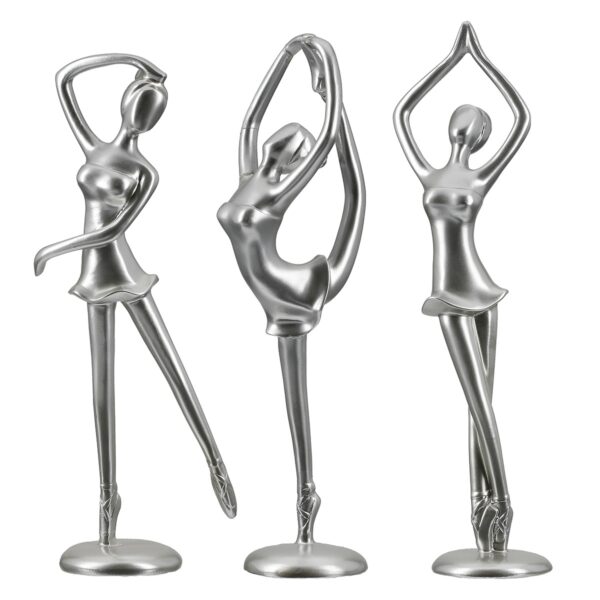 Φιγούρα Μπαλαρίνα 'Adeline' Πολυρεζίνη Ασημί 3Τμχ 9.5x10x29.5cm