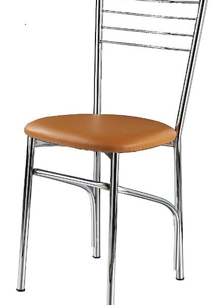 Καρέκλα μεταλλική χρωμίου με πάτο δερματίνης