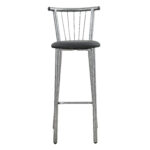 Σκαμπό μπαρ μεταλλικό με πλάτη και πάτο δερματίνης σε χρώμα γκρι/μαύρο 35x39x108