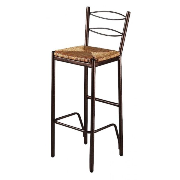 Σκαμπό μπαρ από μέταλλο/ψάθα σε χρώμα καφέ/φυσικό 36x41x107