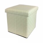 Σκαμπό Με Αποθηκευτικό Χώρο Μπεζ Δέρμα 38x38x38cm