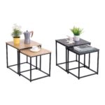 Τραπέζια σαλονιού 2τμχ "SIDE TABLE" σε χρώμα φυσικό/μαύρο 37.5x37.5x40